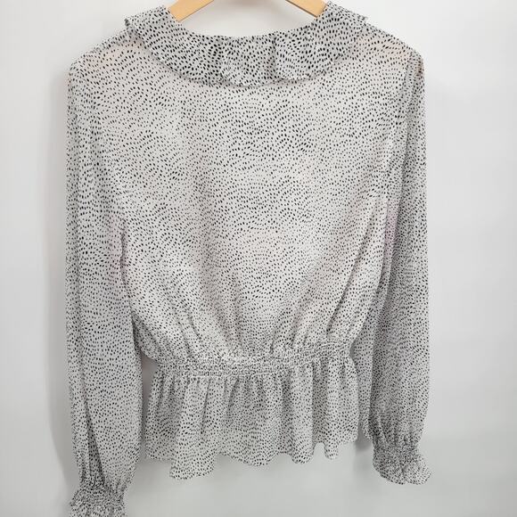 Ted Baker London 2/6 Alyanna Ruffle Top Patterned Blouse Black White - Picture 7 of 8